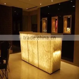 Translucent Artificial Faux Resin Pearl Stone Slabs for Reception Counter thumbnail-4