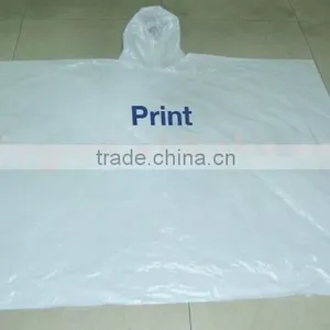 PEVA/EVA/PE Recyclable Printed White Rain Poncho thumbnail-1
