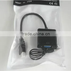 Black Color Top Quality 1080p HDMIto VGA Adaptor Converter With Audio Full HD 1080p for PC Laptop DVD BluRay thumbnail-2
