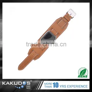 Black / Brown / Red / Blue Choose Custom Logo Accepted Cuff-leather Band for IWatch thumbnail-4