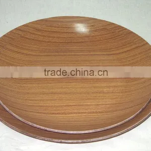 Anti-Slip Round Teak Wooden Food Tray, Wooden Tray, Water/Heat/Scratch Resistant, Tray, Plate, Brown Color Serving Tray thumbnail-1