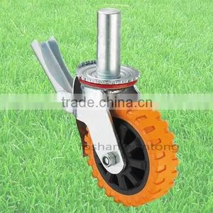 Heavy Duty Non-skid PU 8 Inch Fixed Caster Wheels For Trolley thumbnail-2