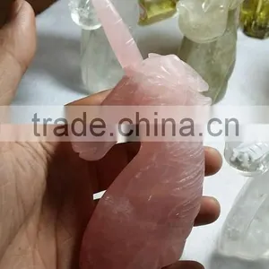 Wholesale Natural Rose Quartz Crystal Unicorn for Crafts thumbnail-3