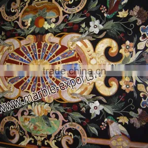 Rectangle Pietra Dura Tables, Italian Dining Table Tops Multi Colors Stone Inaly thumbnail-3