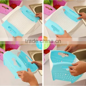 Kitchen Plastic Folding Plastic Fruit Vegetable Basket Dropping Water Basket Vegetables Drop thumbnail-4