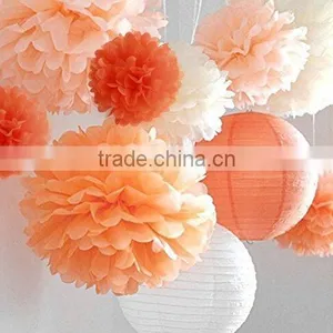 10" 12" 14" Multi-Colors Tissue Paper Flowers Pom Poms Wedding Decor Party Decor Pom Pom Flowers Pom Poms Craft Pom Poms thumbnail-1