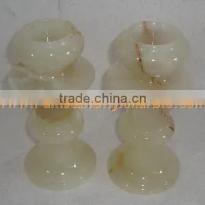 NATURAL COLOR ONYX CANDLE HOLDERS STANDS thumbnail-2