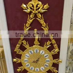 Antique 24K Gold Plated Bronze Mounted Wall Clock, Classical Wall Decorative Hanging Clock, Home Decorative Art thumbnail-4