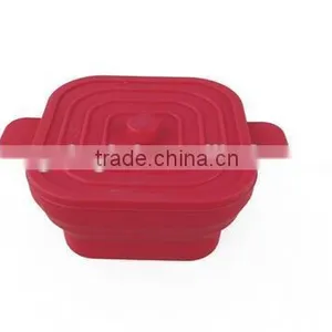 Portable Collapsible Silicon Bowls With Lids thumbnail-1