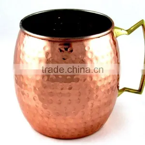 FDA APPROVED SMOOTH PURE COPPER MUG WITH BRASS HANDLE & NICKLE LINED INSIDE thumbnail-1