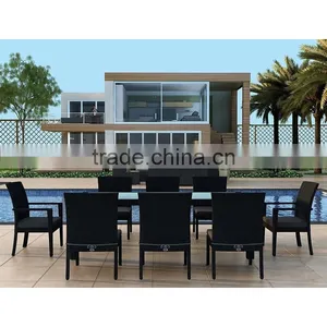 2017 Trade Assurance Display Cabinets Luxury Pvc Rattan Modular Metal Garden Glass Dining Table Set thumbnail-1