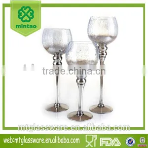 3-tier Long-stemmed Cheap Glass Candle Holder thumbnail-1