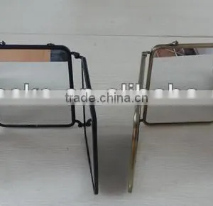 Three Sides Metal Foldable Mini Desktop Make up Mirror thumbnail-1