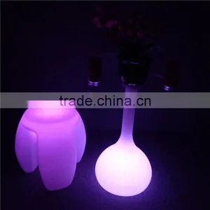 Wholesale Nightclub LED Furniture Rechargeable Illuminated LED Glass Table 48*48*58cm thumbnail-5