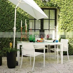 Barrow Glass-Top Rectangle Outdoor Elegant White Glass Dining Table thumbnail-1