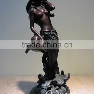 High Quality Hot Sale Bronze Dolphin and Mermaid Sculpture thumbnail-1