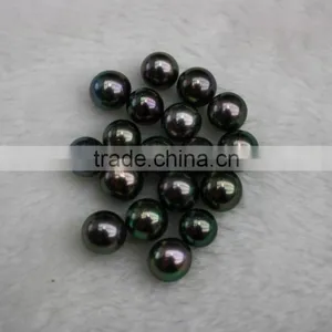 11-12mm AAA Wholesale Natural Peacock Green South Sea Pearl Beads thumbnail-1
