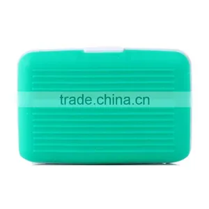 Blue Silicone Wallet Purse Business Name ID Credit Card Holder Case thumbnail-1
