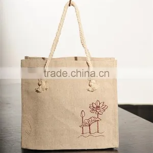 Fashion Shopping Nature Jute Tote Bag With Round Handle thumbnail-4
