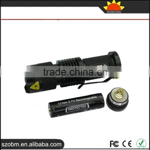 Wholesale OEM Q5 LED Mini 3w Police Zoomable Flashlight With 14500 Batteiy and Charger thumbnail-4
