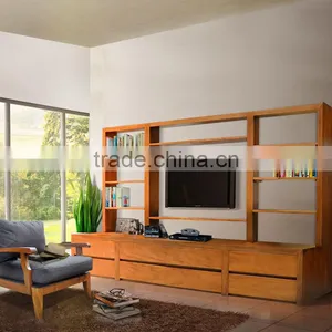 Display Cabinet ENTERTAINMENT MINIMALIST Natural Teak Wood Furniture thumbnail-1