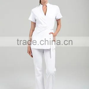 Wholesale Online Lady Custom OEM Fashion New Design Clothing Factory Thai Wrap Model Tunic Blouses Shirt Tops Woman Spa Uniform thumbnail-6