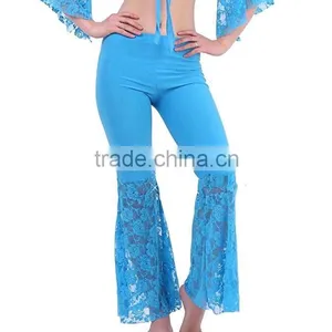 Top Selling Chic Pants Dance Costume Milk Silk Sexy Lace Fishtail Bell Bottom Pants For Belly Dance Slip thumbnail-3