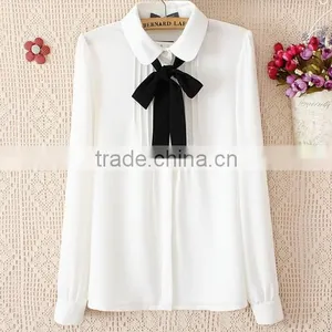 Ladies New Design Fashion White Chiffon Shirt ; Blouse ; thumbnail-1