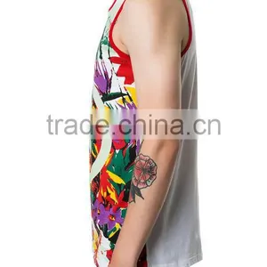 Wholesale Floral Printing Mens Custom Tank Top thumbnail-3