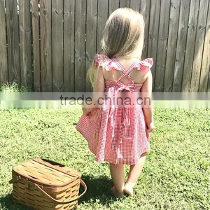 2017 New Style Baby Clothes Cheap Wholesale Children's Boutique Sleeveless Summer Baby Girl Red Party Dress thumbnail-2