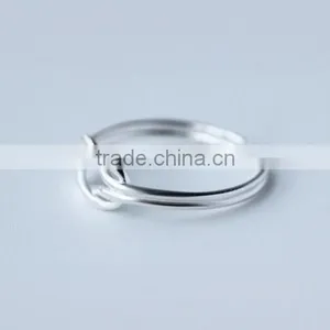 F20062NSilver Simple Line Double Knot Diamond Flexible Ring thumbnail-3