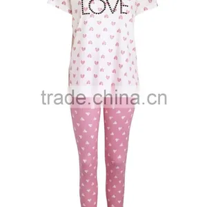 Cute Heart Print Short Sleeves Minion Pajamas Set thumbnail-2