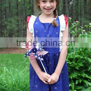 4th Of July Girls Cotton Frock Designs Ruffled Dress Summer thumbnail-1