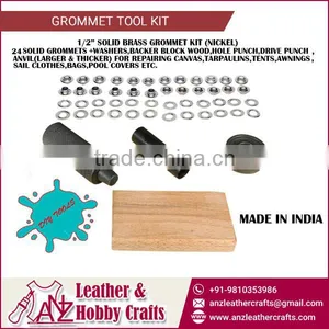 1/2" Tools GROMMET KIT WITH TOOL & 24 BRASS GROMMETS CUTTER thumbnail-1