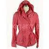Red Long Cotton Ladies Blouson , Windbreaker Hooded Padded Jacket thumbnail-1