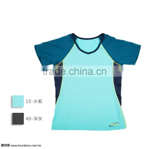 V Neck 2 Tone Color Short Sleeve Sportswear thumbnail-1