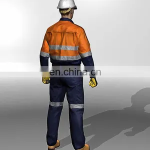 hi Vis Long Sleeve Safety Work Suit With Reflective Tape for Mining thumbnail-2
