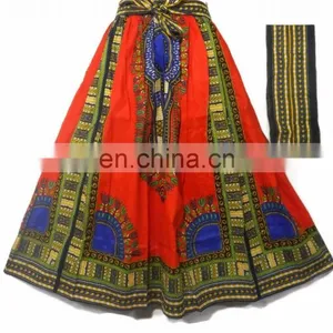 African Dashiki Maxi Wax Skirt A-Line Long Elastic Waist Full Length Skirt 1Size Dashiki Maxican Skirt Wrap Women Skirts Ethnic thumbnail-4