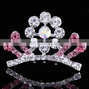 Mini Cute Sweet Kids Trendy Rhinestone Korean Style Crown Tiaras thumbnail-3