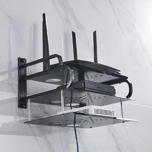 Black Small Three-layer Video Set Top Box Shelf Router Storage Bracket Wall Mounted thumbnail-3