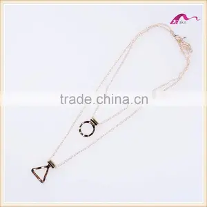 Fashion Multi Layered Gold Plated Pendant Statement Necklace thumbnail-1