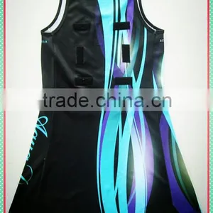 Blue and Black Custom OEM Sublimation Sports Netball Dress thumbnail-2
