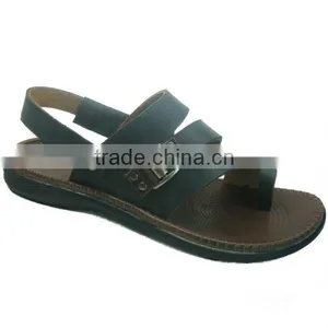 Waxy Crazy Horse Black Leather Sandals thumbnail-1