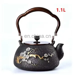 Turkish Moroccan Wholesale Magnetic Filter Steel Warmer Enamel Cast Iron Teapot thumbnail-2