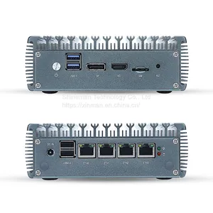 Fanless Embedded Mini PC 4 LAN Dual 4K HDMI/DP Display Intel Celeron N4000 Duol Processor Desktop Computer for Office/Business thumbnail-4
