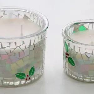 Mosaic Vase Glass Vessel Jar Glass Candle Holder Glass Jar thumbnail-1