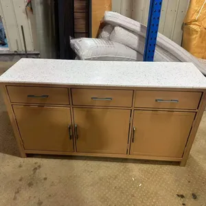 Waterproof Aluminum Outdoor Storage Cabinet With Quartz Stone Countertop, Garden Patio Sideboard Buffet Cabinet for Outdoor Restaurant Pool Area thumbnail-2