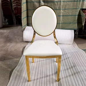 Modern Iron Banquet Party Event Wedding Furniture Rental Fancy Gold Hotel Round Back Stackable Dining Chair Cheap Price thumbnail-1