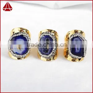 Wholesale Crystal Rhinestone Paved Gemstone Rings Adjustable Size Oval Shape Gemstone Rings thumbnail-5