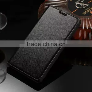 DLS Litchi Grain Genuine Leather Flip Case for Sony Z5 Plus Wallet Cover Case With Card Slot MT-5195 thumbnail-6
